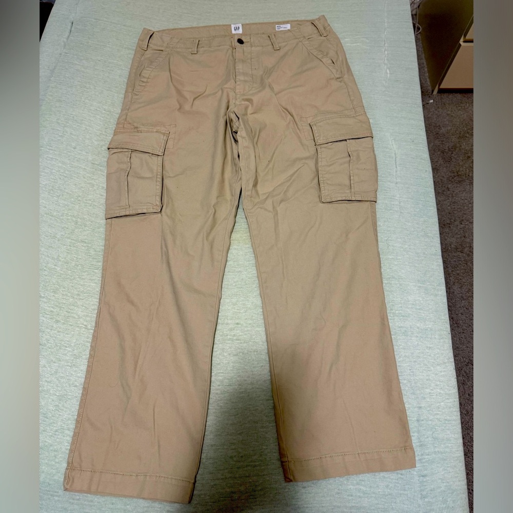 Beige straight cargo pants
